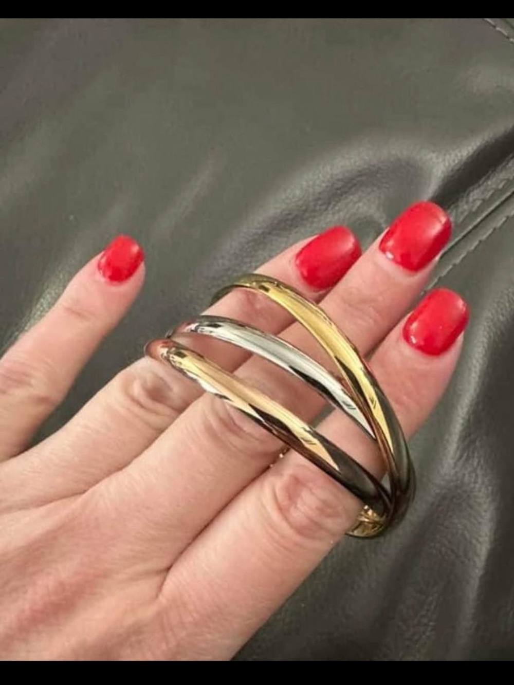 Tri-Tone Trinity Bangle Bracelet - Gold , Silver and Rose Gold